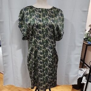 Coldwater Creek Green and Black Long Sleeve Dress